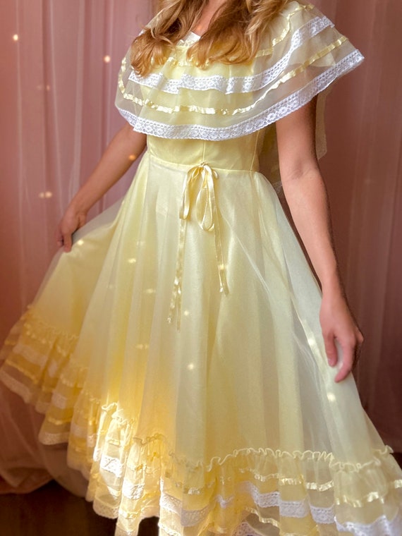 1950s fluffy yellow nylon lace babydoll dress - image 4