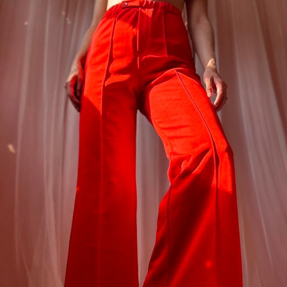 1970s cherry red bell bottoms - image 1