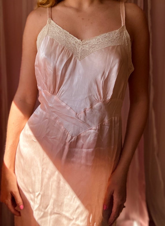 1930s pink silk lace slip dress