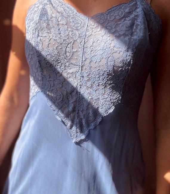 1940s periwinkle lace slip dress