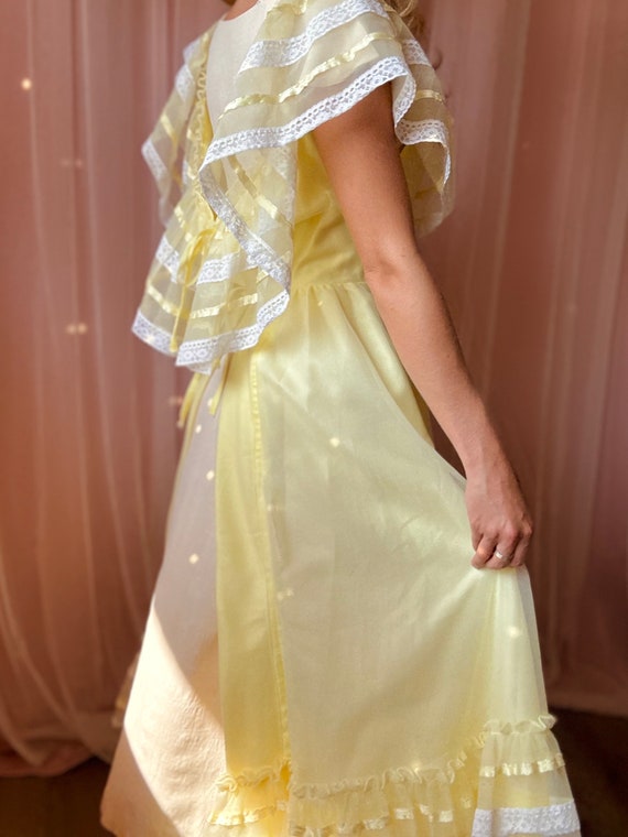 1950s fluffy yellow nylon lace babydoll dress - image 6
