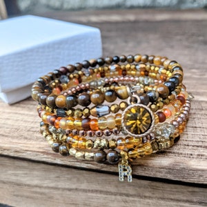 Pulsera envolvente personalizada - Pulsera con piedra de nacimiento - Pulsera envolvente con cuentas - Pulsera envolvente con memoria