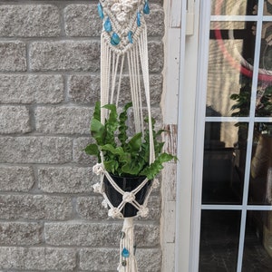 Macrame Plant Hanger-Boho Plant Hanger-Beach Decor for Home-Beaded Plant Hanger