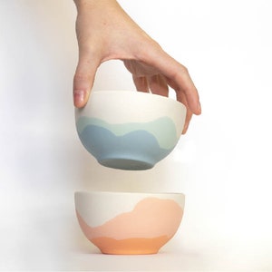 SMALL BOL orange and blue porcelain handcrafted ceramic tableware