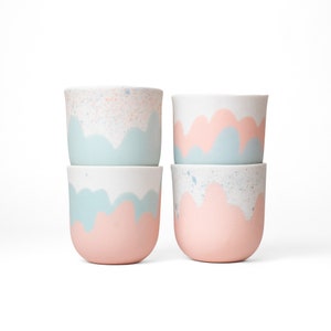 DUO di tazze da caffè in porcellana pastello, ceramica fatta a mano