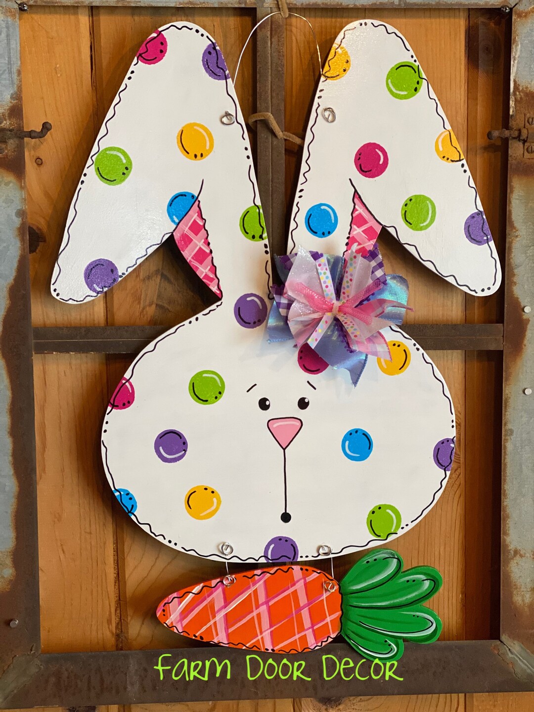 Bunny With Carrot, Bunny Door Hanger, Easter Door Hanger, Easter Sign ...