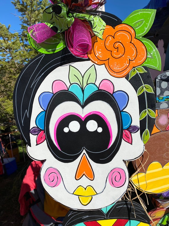 Cráneo de azúcar / colgador de la puerta del cráneo de azúcar | Etsy