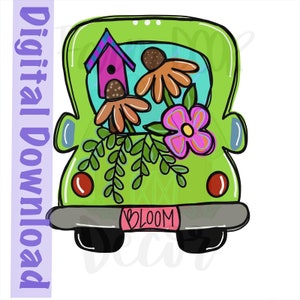 Template- flower truck, door hanger template, digital door hanger template