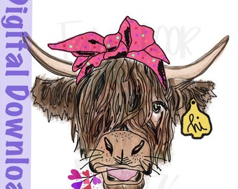 Sublimation-Highland cow, digital download for sublimation, svg file for sublimation, Valentine's Highland Cow, shaggy cow download
