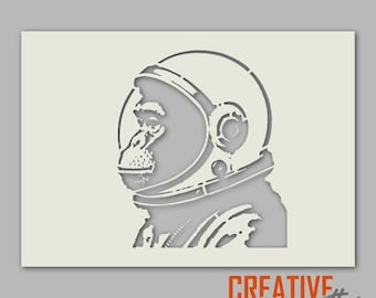 Chimp Astronaut Stencil --- SVG File