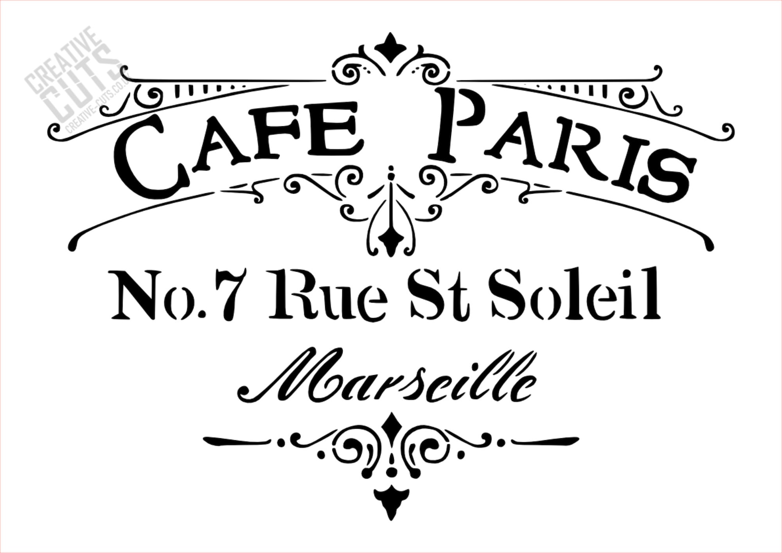 Cafe Paris French Style Stencil, Shabby Chic Decoration, Mylar 190