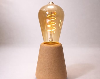 Lámpara de piedra de hormigón hecha a mano / Lámpara de mesita de noche minimalista