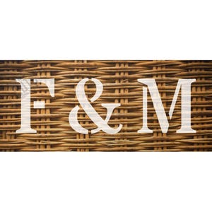 F & M Basket Stencil: Reusable Mylar, Various Sizes, Personalised Initials