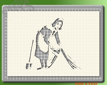 Plantilla reutilizable para manualidades de Banksy "Sweep it under the Carpet"