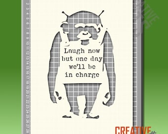 Archivo de plantilla Banksy "Ríete ahora, mono" --- SVG