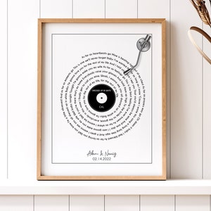 Framed Song Lyrics Personalized Gift Our Song Plaque Valentines Gift For Boyfriend Record With Song Lyrics Poster Anniversary Gift For Her image 6