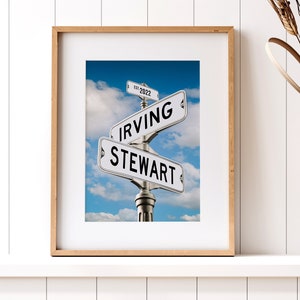 Crossroads Street Sign With Names Wedding Gift Personalized Engagement Gift Last Names Street Newlywed Gift Anniversary Framed Art