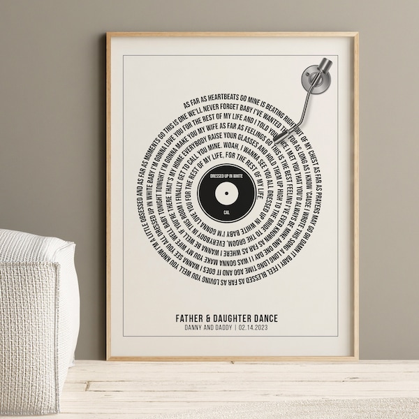 Father Of The Bride Gift Father Daughter Dance Framed Song Lyrics Wall Art Record Father Gift For Christmas Father In Law Gift From Groom