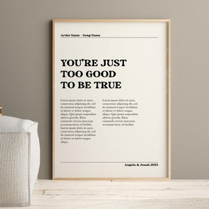 Song Lyrics Wall Art Music Poster Wall Art Prints Trendy 1 Year Anniversary Gifts For Girlfriend or Boyfriend Music Song Lyric Gifts For Her