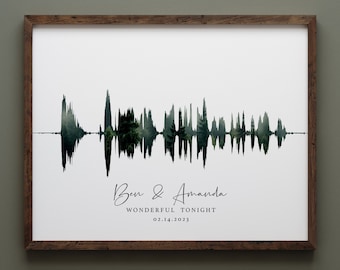 First Anniversary Gift Sound Wave Art Custom Soundwave Art Print Our Song Paper Anniversary Gift Poster Music Digital Prints Sound Wall Art