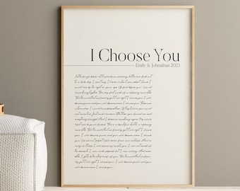 Custom Song Lyrics Print: Personalized Wedding Anniversary Gift