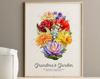 Grandmas Garden Birth Month Flower Bouquet Mothers Day Birth Flower Gift for Grandma Family Birth Flower Bouquet Mom Grandmas Garden Picture