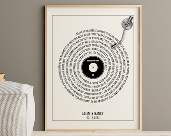 Custom Song Lyrics Valentines Wall Art First Anniversary Gift For Girlfriend Music Record Art Framed Song Lyrics Gift Paper Anniversary