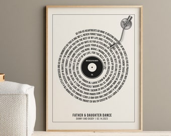 Father Of The Bride Gift Father Daughter Dance Framed Song Lyrics Wall Art Record Father Gift For Christmas Father In Law Gift From Groom