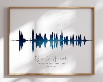 First Anniversary Gift Sound Wave Art Custom Soundwave Art Print Our Song Paper Anniversary Gift Poster Music Digital Prints Sound Wall Art
