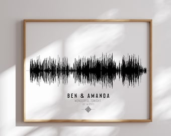 Sound Wave Art Song 1st Anniversary Paper Gift Music Wall Art One Year Anniversary Gift For Her Wedding Song Gift Music Art Print Decor