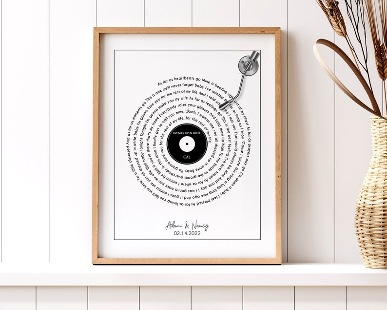 Framed Song Lyrics Personalized Gift Our Song Plaque Valentines Gift For Boyfriend Record With Song Lyrics Poster Anniversary Gift For Her image 6