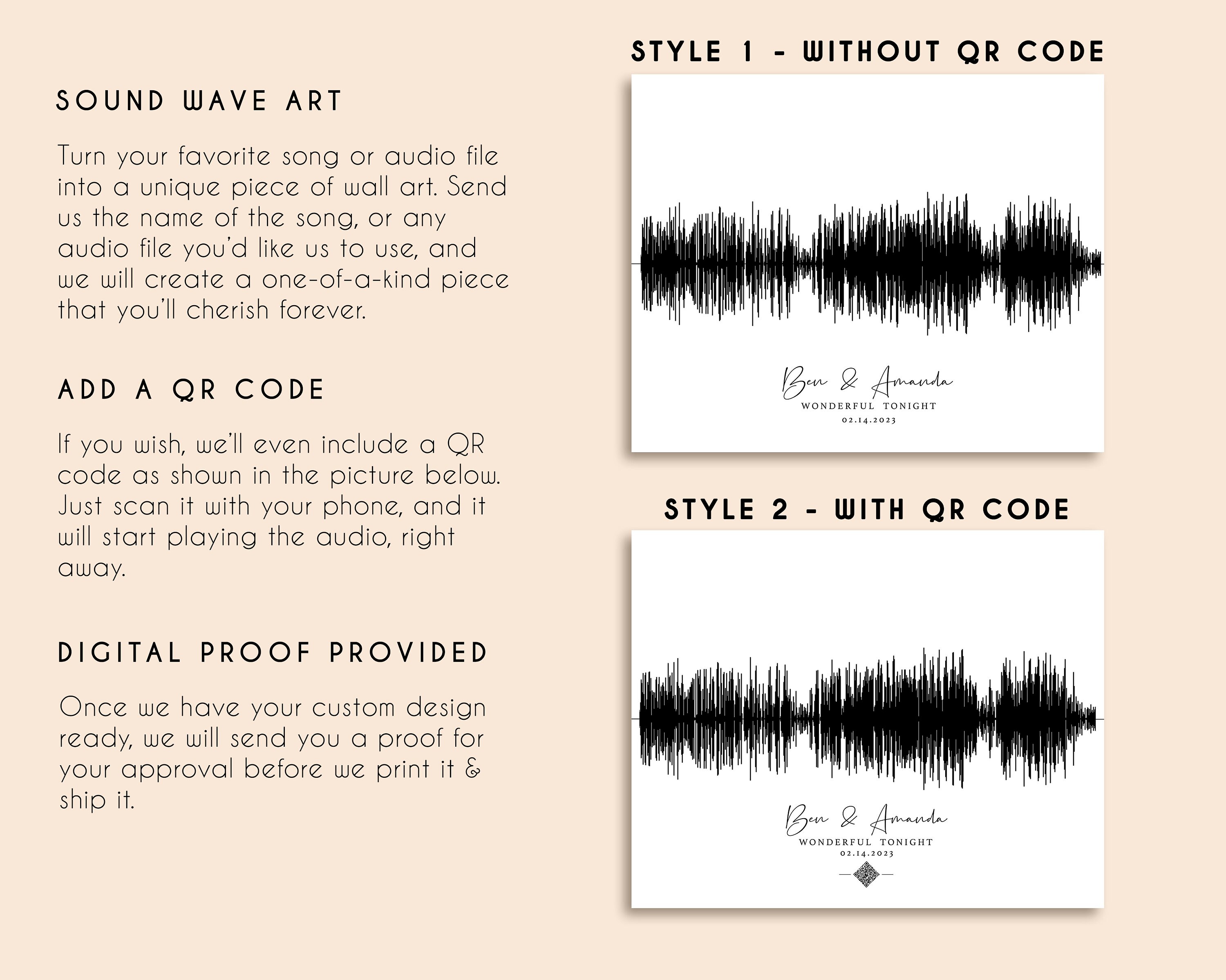 Custom Sound Wave Print Gift for Music Lover First Anniversary Gift for ...