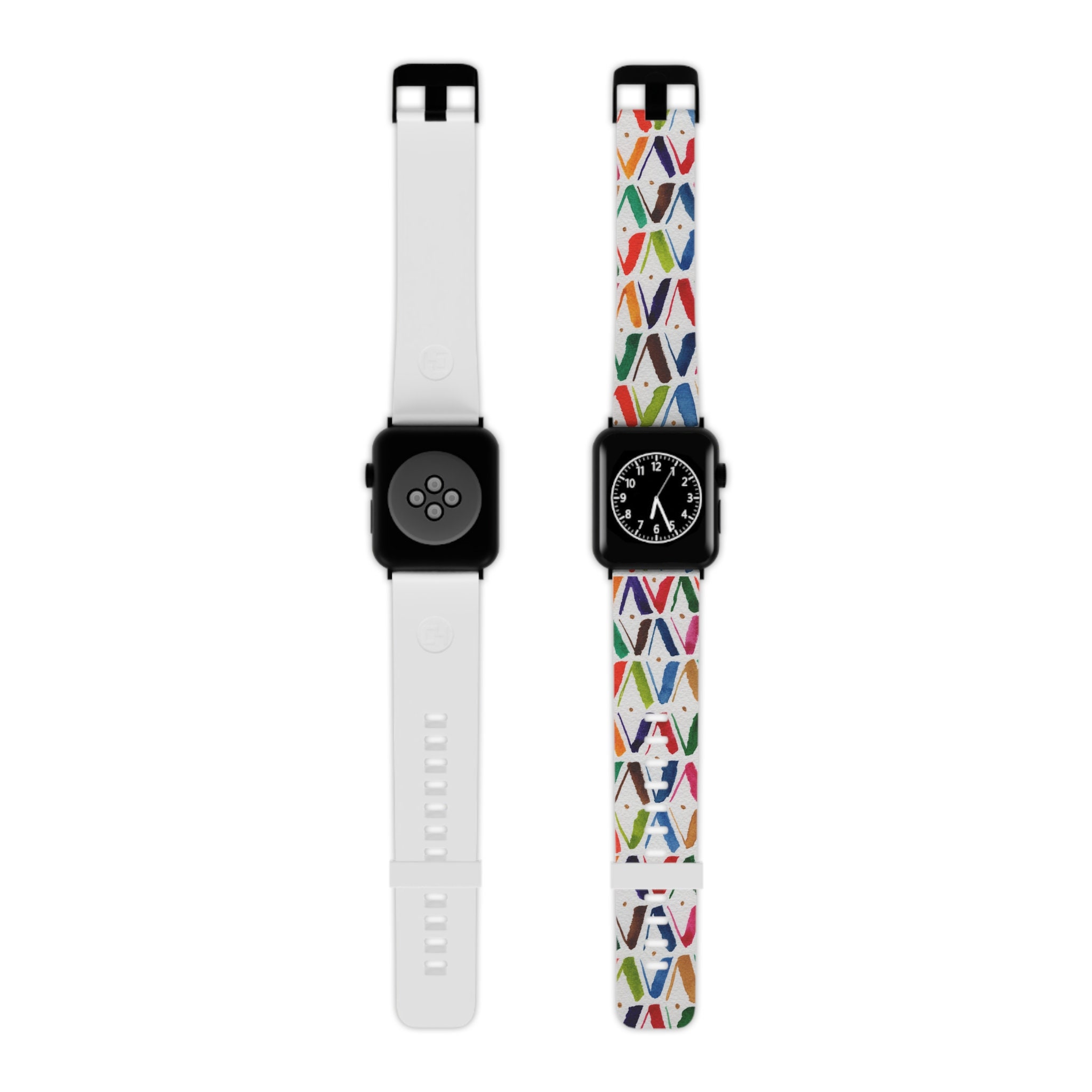 Mid Century Modern Color Blocks in Red, Gray, Black and White Apple Watch  Band by Elsys Art