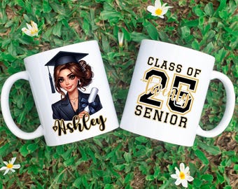 Personalized Graduation Mug for Her – Class of 2025 | Custom Graduate Gift | Senior Gift for Daughter, Friend, Niece