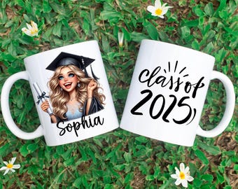 Personalized Graduation Mug for Her – Class of 2025 | Custom Graduate Gift | Senior Gift for Daughter, Friend, Niece