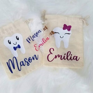 Personalized Tooth Fairy Bag for Kids – Custom Name Tooth Pouch – Tooth Keepsake Bag – Boy & Girl Design – Tooth Fairy Gift