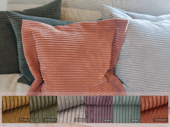 Cord Kissen Bezug: Handgenähte Breitcord Kissenbezüge - Boho-Chic Sofakissen in vielen Größen und Farben