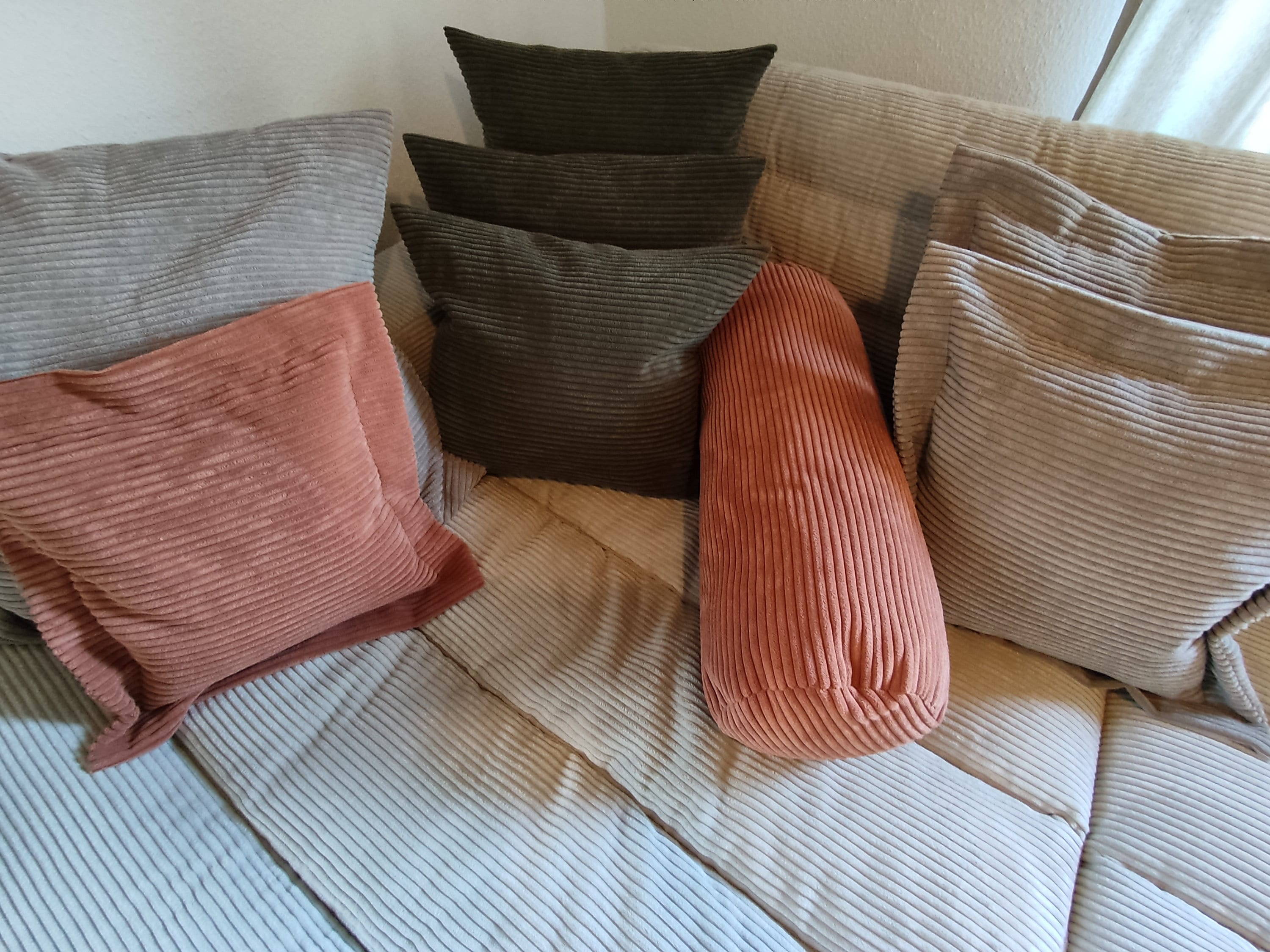 ANRODUO Kissenbezüge Aus Kordsamt – 2er Set, 30.5x50.8 Cm, Staubblau, Für Sofa & Bett
