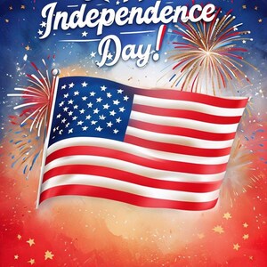 Biglietto d'auguri per il Giorno dell'Indipendenza Patriottica – Bandiera Americana – Biglietto del 4 Luglio – Celebra la Libertà – Biglietto con Fuochi d'Artificio