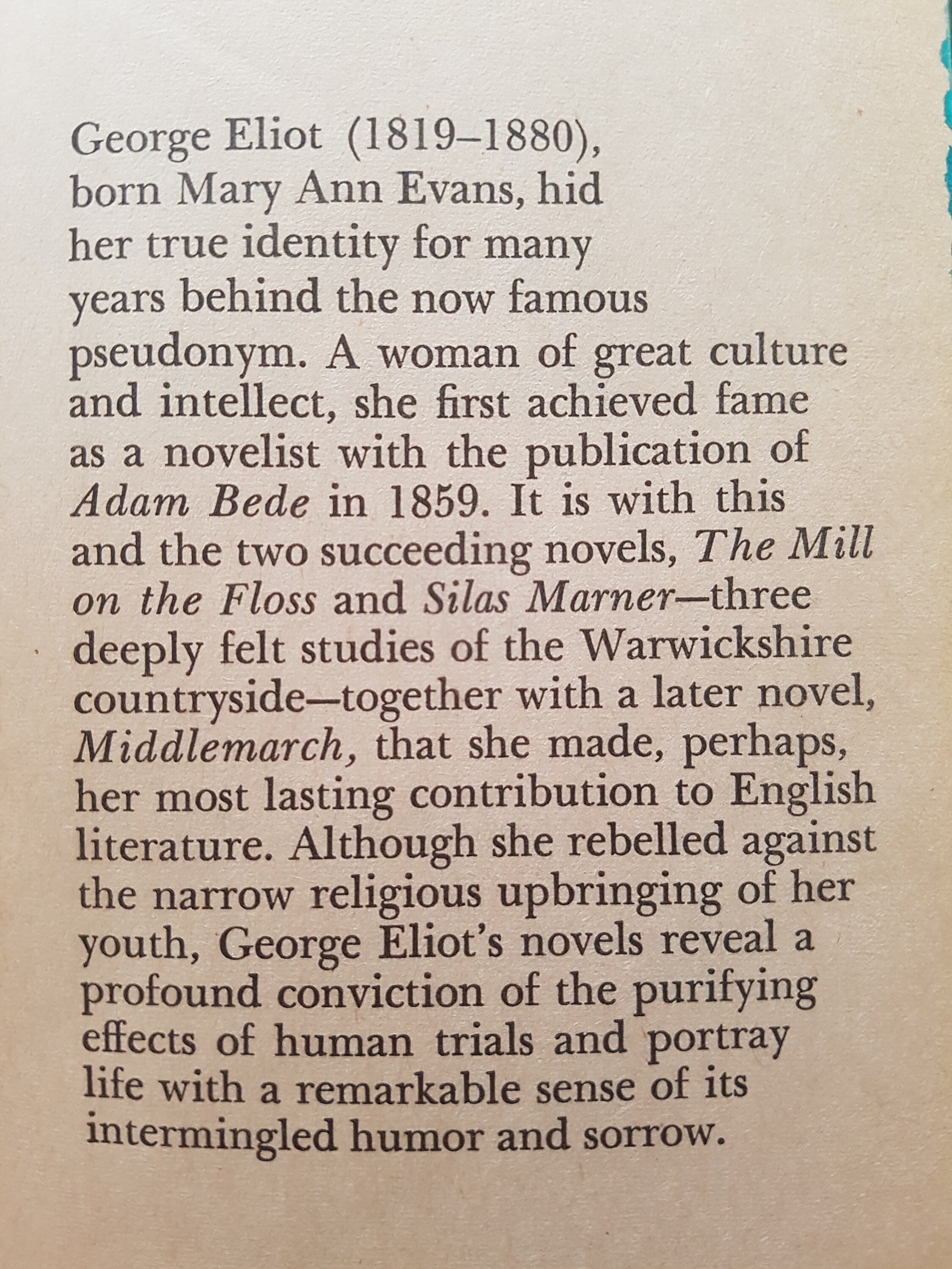 Silas Marner by Eliot Unique 1968 Paperback Edition With Teal