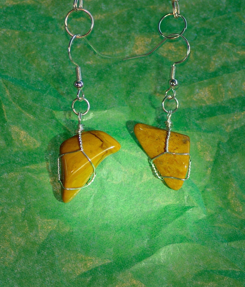 Handmade Wire Wrapped Yellow Jasper Earrings Etsy UK