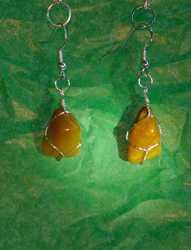 Handmade Wire Wrapped Yellow Jasper Earrings Etsy UK