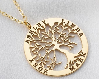 Personalized Family Tree Necklace - Custom Tree of Life Pendant - Unique Gift Idea - Gift for Mom - Custom Name Necklace - Christmas Gift