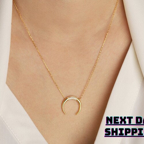 Crescent Moon Necklace Tusk Crescent 