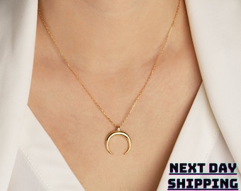 Delistedupside Down Moon Necklace - Etsy
