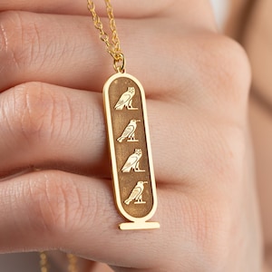 14k Gold Mama Egypt Cartouche Necklace, Next Day Shipping Mama Necklace, Personalized Pendant, Hieroglyphic Jewelry, Ancient Symbol Necklace