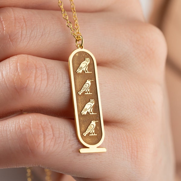 14k Gold Mama Egypt Cartouche Necklace, Next Day Shipping Mama Necklace, Personalized Pendant, Hieroglyphic Jewelry, Ancient Symbol Necklace