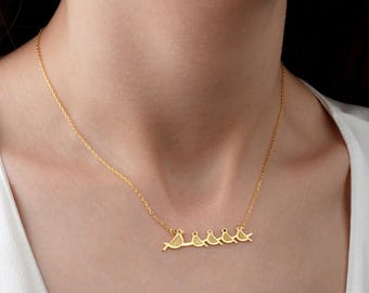 Personalized Mama Bird Birthstone Necklace , Mother & Children Jewelry, Family Birthstone Necklace, Custom Mom Gift, Gift For Her