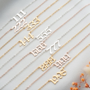 Angel Number Necklace - Gold Lucky Number Necklace - 111, 222, 333, 444, 555, 666, 777, 888 999 - Lucky Date Necklace - Graduation Gift