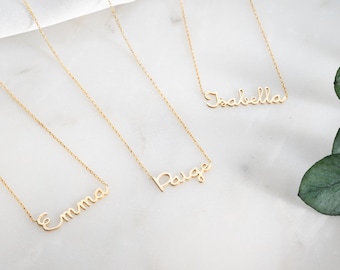 14k Solid Gold Name Necklace Personalized Mothers Day Gifts - USA